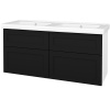 Dreja Umyvadlová skrinka PORTO SZZ4 125 - L01 Biela vysoký lesk / Úchytka T00 / M17 Čierna mat