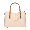 Kožená kabelka do ruky 1364 ružová+koňak Made in Italy