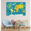 Detská kreslená mapa sveta - obraz na plátne - 85 x 60 cm