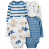 CARTERS CARTER'S Body dlhý rukáv Blue Animals chlapec 4ks PRE/ veľ. 46