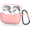 Silikonový měkký kryt na sluchátka pro AirPods Pro 2 / AirPods Pro + přívěsek na klíče s karabinkou, růžový (pouzdro D)