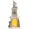 Dekorácia MagicHome Vianoce, Santa v komíne, krb, 9 LED, 3xAAA, keramika, 28x18,50x60 cm