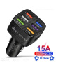 Ostatní USB rýchlonabíjačka do autozapaľovača, QC 3.0, 5 x USB + QC, 15A