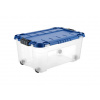 Tontarelli Úložný box 4UP s vekom a kolieskami 40 l transparent/modrá 8034936AET