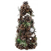 Stromček MagicHome Vianoce, prírodný, so zelenými guľami, 36 cm