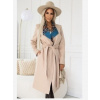Numoco 582-1 Poľský pohodlný kabát s farebnou vsadkou pri golieri - béžová