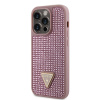 Zadný kryt Guess Rhinestones Triangle Metal Logo na iPhone 14 Pro ružový