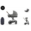 Cybex Platinum CYBEX e-Priam Travel Set + Cloud T Plus i-Size + Platinum Winter Footmuff mirage grey 2025 chrome with brown details