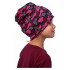 Jožánek Detská čiapka bavlnená, obojstranná, čierna+ ružový maskáč M (4+)