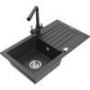 Mexen Pablo, granitový drez 752x436x161 mm, 1-komorový a čierna škvrnitá batéria Duero, čierna škvrnitá, 6510-76-671600-76