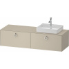 DURAVIT White Tulip závesná skrinka pod umývadlo na dosku (umývadlo vpravo), 2 zásuvky, 1600 x 550 x 408 mm, taupe matná lakovaná, WT4890R60600000