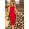 Elegantné červené midi šaty s volánikmi model 6267541 XL