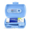 Curaprox Kids travel modrý zubná kefka + 2 x medzizubná kefka + CPS zubná pasta mäta 6+ 10 ml + 1 x nálepka darčeková sada