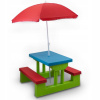 Detský záhradný nábytok, lavička, konferenčný stolík s dáždnikom