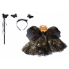 Karnevalový Motýlí Set pre Deti - Čierny: Krídla, Sukne, Prútik a Čelenka