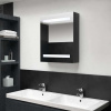 vidaXL Kúpeľňová skrinka s LED a zrkadlom, lesklá čierna 50x14x60 cm - Čierna - 23785-165255