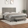 zahrada-XL Posteľný rám boxsping s matracom bledosivý 180x200 cm zamat 3137917
