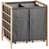 Bigbuy Home Košík na prádlo Koš na oblečení Šedý Single Wood Material (33 x 60 x 59,5 cm)