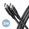 Axagon BUCM-CM20AB, USB-C USB-C, USB 2.0, 3A, ALU, opletenie, 2m, černý