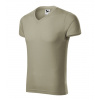 Tričko pánske Slim Fit V-neck 146 - L, 28 - svetlá khaki