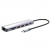 MANHATTAN Dokovací stanice USB-C 7v1, 1xHDMI, 1xUSB-C, 2xUSB, 1xRJ45, čtečka SD karet, šedá 153966