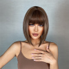 Elegantná hnedá mikádo parochňa Elish s blond melírom a ofinou
