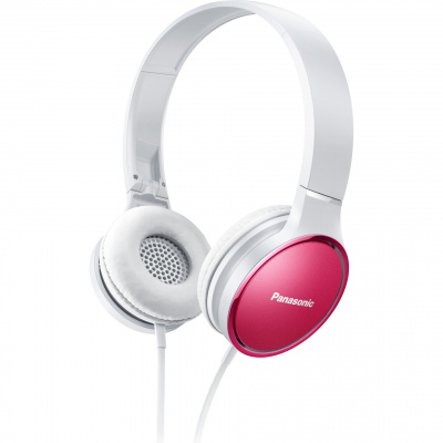 Panasonic RP-HF300 štýlové káblové slúchadlá na uši s mikrofónom (30 mm neodymový magnetický ovládač, skladací dovnútra, pohodlný), ružový