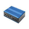 DIGITUS Industrial 4+2-Port Gigabit Ethernet PoE Switch 4 Port GE PoE RJ45, 2 GE SFP Port