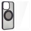 Kryt + predné tvrdené sklo BASEUS Smart Ring pre Apple iPhone 15 Pro Max - plast / guma - čierny