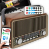 Prenosné kuchynské rádio Retro Bluetooth FM USB SD AUX s diaľkovým ovládaním, hnedé