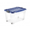 Tontarelli Úložný box 4UP s vekom a kolieskami 60 l transparent/modrá 8034937AET