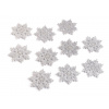 Vianočná filcová vločka s glitrami Ø40 mm strieborná 10ks