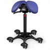 Sedlová stolička Salli SwingFit Farba čalúnenia: Koža - tmavo modrá #77158, Výška postavy: Nízka (S) - do 150 cm, Konštrukcia: čierna + masážna Salli základňa 24 farieb