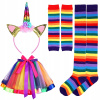 Amosfun Rainbow Tutu obleky guzy šaty sukň (Zara midi sukňa so vzorom kravaty)