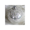 VIANOČNÁ GUĽA sklo,lux, flitre 10/19cm BIELÁ