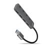 AXAGON HUE-MSA, 4x USB 3.2 Gen 1 SWITCH hub, kovový, micro USB nap. konektor, kabel USB-A 20cm HUE-MSA