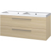 Mereo Bino, kúpeľňová skrinka s umývadlom z liateho mramoru 121 cm, dub Sand Barbera