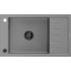 Mexen Elias 1miskový granitový drez s odkvapkávačom 795 x 480 mm, sivý, čierny sifón - 6511791005-71-B