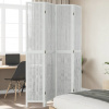 vidaXL Paraván 4 panely biely masívne drevo paulovnie - Biela - 89648-43959