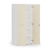 Kancelárska policová skriňa PRIMO WHITE s dverami, 800 x 500 x 1781 mm, biela/breza