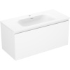 Mexen Orio, kúpeľňová skrinka 100 cm s umývadlom Vela, 1 zásuvka, biela matná, 91A10-10047-1-BF01-W23M01