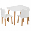 SET DETSKÉHO NÁBYTKU, STOL 50x60 A DVE MEDVEĎOVÉ STOLIČKY (Detský stôl a stoličky 50 x 60 cm nábytok, stôl a dve stoličky medvedíka)