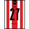Superfutbal Maketa dresu PSV Eindhoven, červená / biela Rozmer: A3, Meno a číslo: Gotze 27