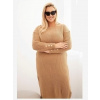 Kesi Włoski Dámska pletené šaty Plus Size s mohérom camelová