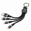 Luxria 3in1 Mini Cable - USB kábel s troma konektormi (micro, type-C, lighting) 2.4A Farba: Čierna s led indikátorom nabíjania