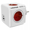 Cubenest Powercube Original USB PD 20W, A+C, 4× zásuvka, bílá/červená, dětská pojistka, uzemnění, max. 16A/250V~3680W (PC220RD)