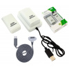 APT XBOX 360 KABEL, 2x BATERIA USB BÍLÁ