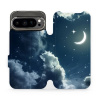 Flipové pouzdro Mobiwear - Google Pixel 9 Pro - V145P Noční obloha s měsícem (Knížkové flip pouzdro, obal, kryt na mobil Google Pixel 9 Pro - V145P Noční obloha s měsícem, materiál Umělá kůže + TPU -