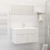 Súprava kúpeľňového nábytku lesklá biela drevotrieska-ForU-3070889