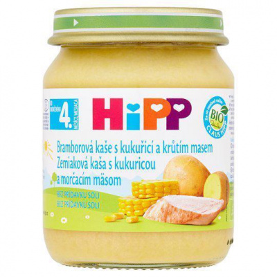 HiPP BIO Zemiaky a kukurica s morčacím mäsom (125 g) - mäsovo-zeleninový príkrm